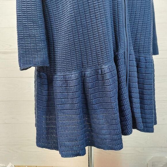 Lane Bryant Peplum Waffle Open Knit Long Length Top Sweater 3/4" Sleeve Textured - Picture 8 of 9